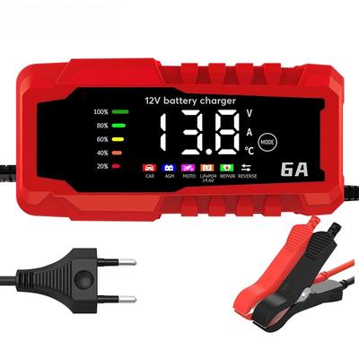 Color Screen Car Battery Charger 6A 12V Car and Motorcycle Battery Charging Device Lead-acid Battery Smart Repair