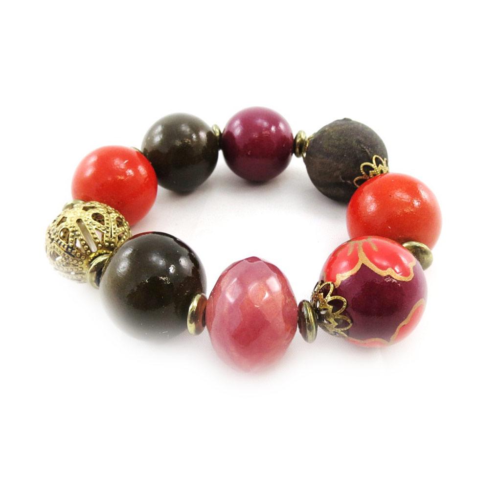 Les Trésors De Lily [J1196] - Golden Red 'Altai' Designer Bracelet