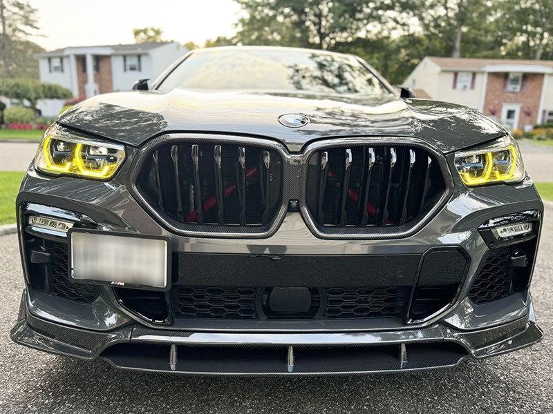 Накладка на передний бампер Carbon V1 (для M-Sport, 2018-2022) для BMW X6 G06 2019- гг