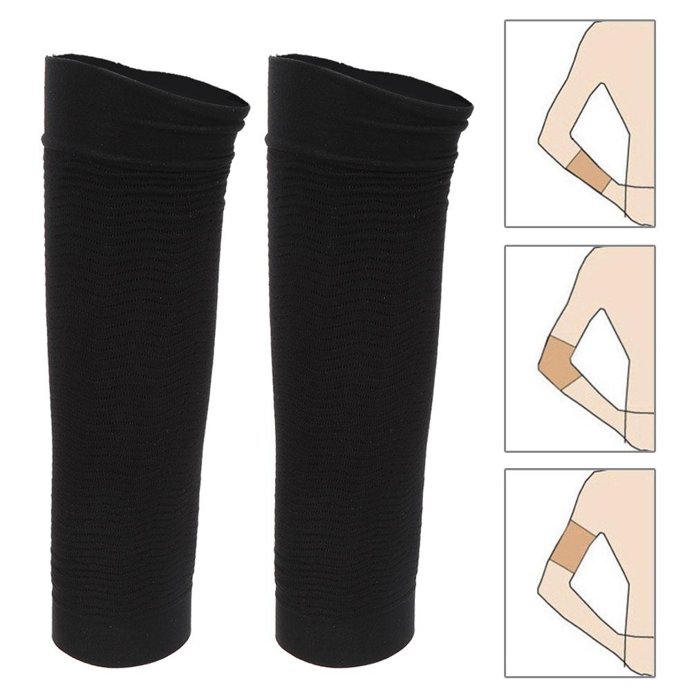 3Pair Slim Arm Calf Thining Elastic Pressure Sleeve Armband Protection Equipment Black