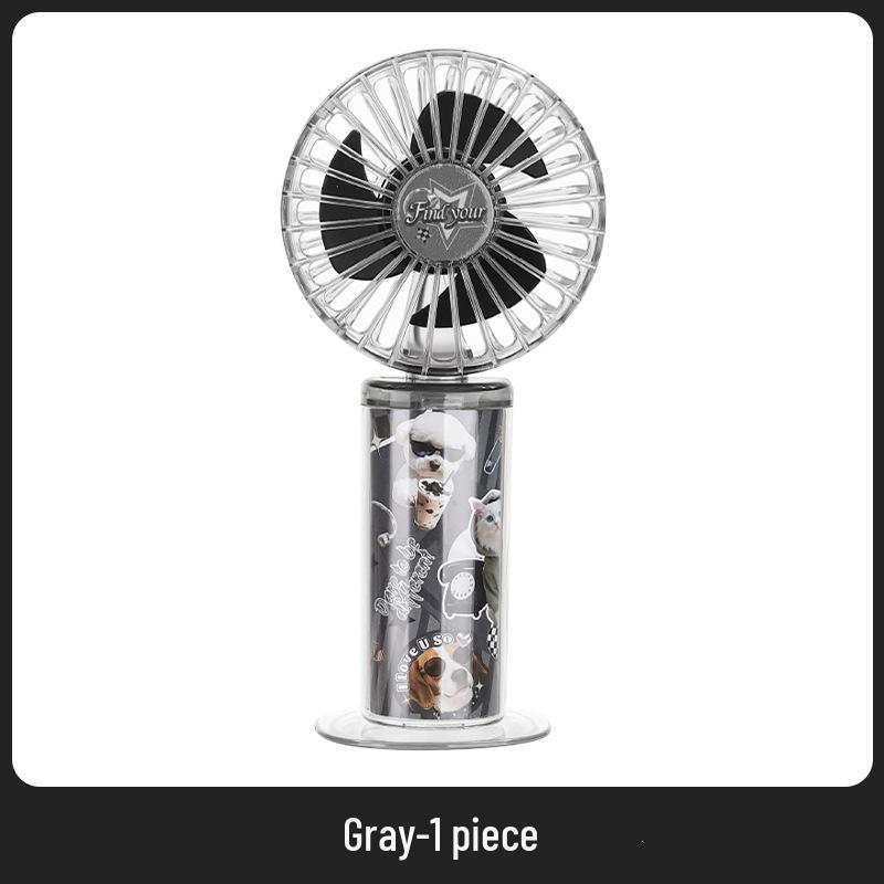 USB Rechargeable Cartoon Mini Handheld Fan - Portable & Cute for Students Fun Transparent Handheld Fan