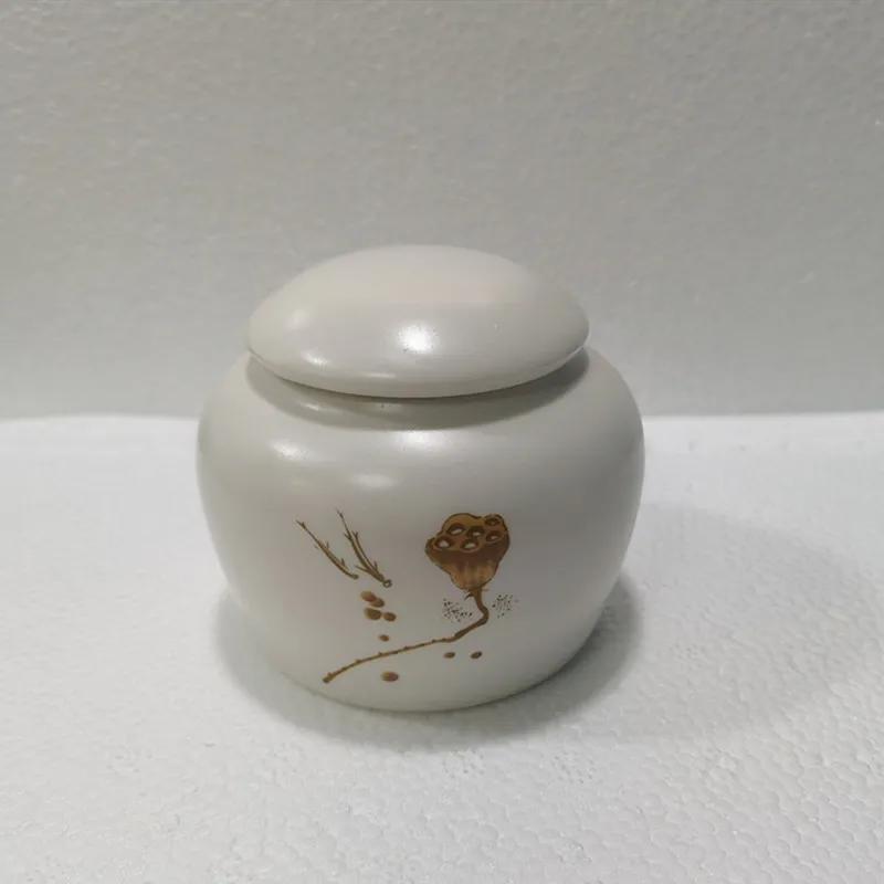 Ceramic Tea Caddy Small Mini Portable Oolong Tea Storage Tank Travel Tea Boxes Powder Sealed Jar Tea Containers Spice Candy Jar