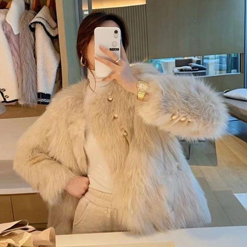 

Новое пальто осень и зима короткое имитация лисьего меха плюс хлопок мех имитация мехового пальто легкое S 80-47.5 kg