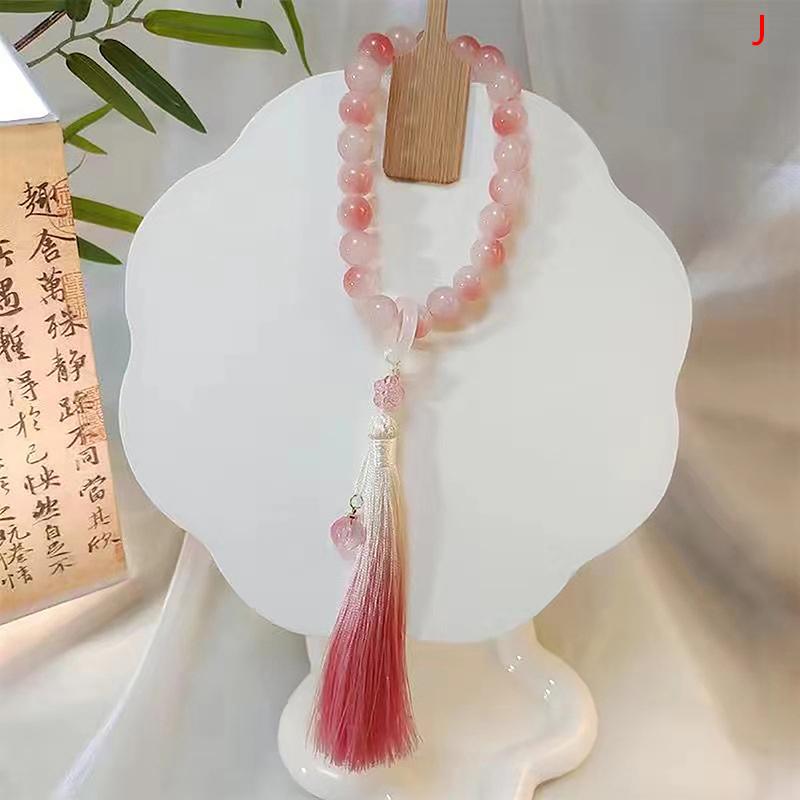 Bransoletka z frędzlem 12 mm w stylu starożytnym, ręcznie skręcane koraliki, łańcuszek z koralików, buddyjski tybetański różaniec, zawieszki, biżuteria, prezent