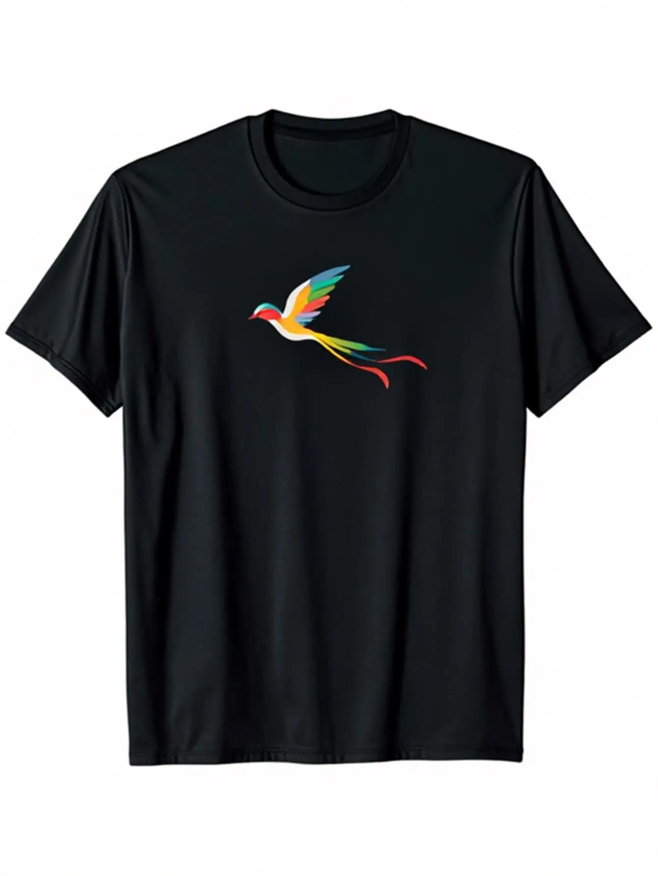 

Colorful Long Tail Bird Graphic TShirt Unisexs Crewneck Short Sleeve Casual Tee Breathable Cotton S