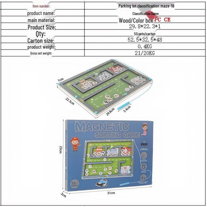 Magnetic Maze Car Parking and Alphabet Game for Spelling and Recognition