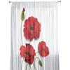 Red Flower Poppy Flower Tulle Curtains For Living Room Decoration Modern Chiffon Sheer Voile Kitchen Curtain