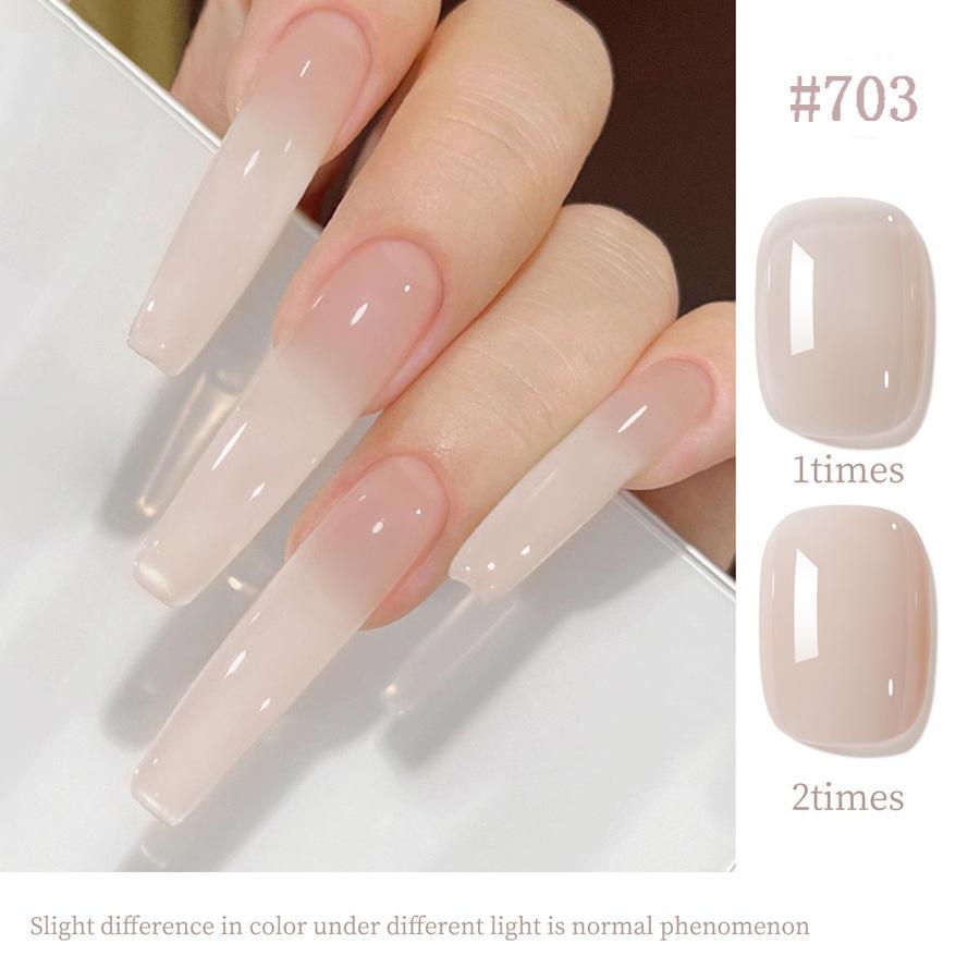 

Ice-Clear Jade Nude Nail Gel: 2025 Trendy Milk Tea Jelly Manicure