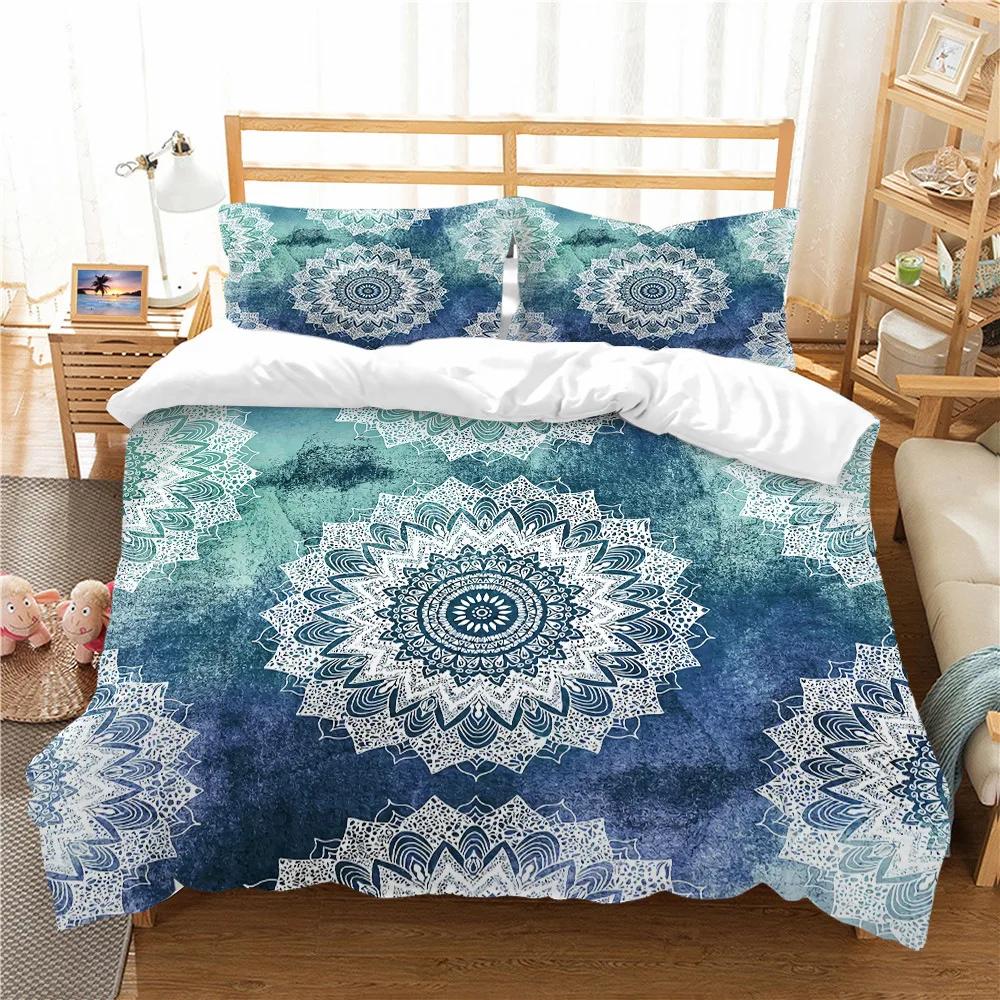 

Mainland China Microfiber Fabric Beding Sets Luxury Housse De Couette 260X240 Cm 3D Print Mandala Duvet Cover Set Double Bed EU Single(135*200cm)3pcs