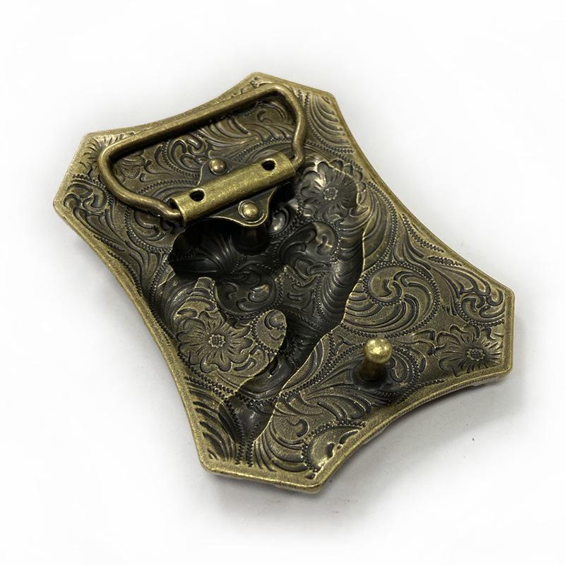 Western Cowboy Tang Dynasty Grass Pattern Alloy Belt Buckle