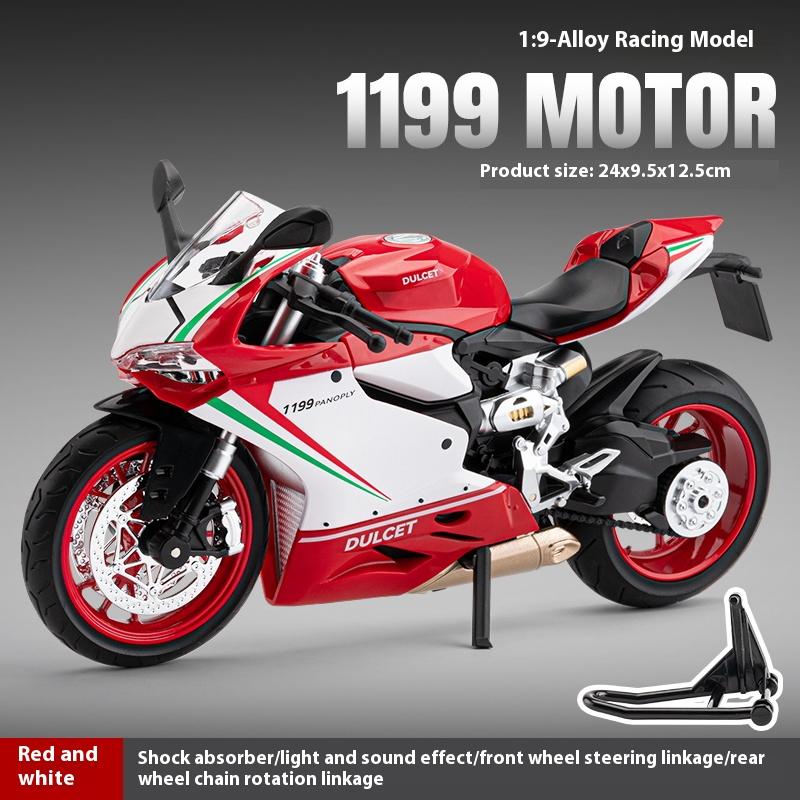 

1:9 Alloy Motorcycle 1199 Motorcycle Model, Suitable for Boys Racing Gifts, Exquisite Ornaments That Can Be Collected красный