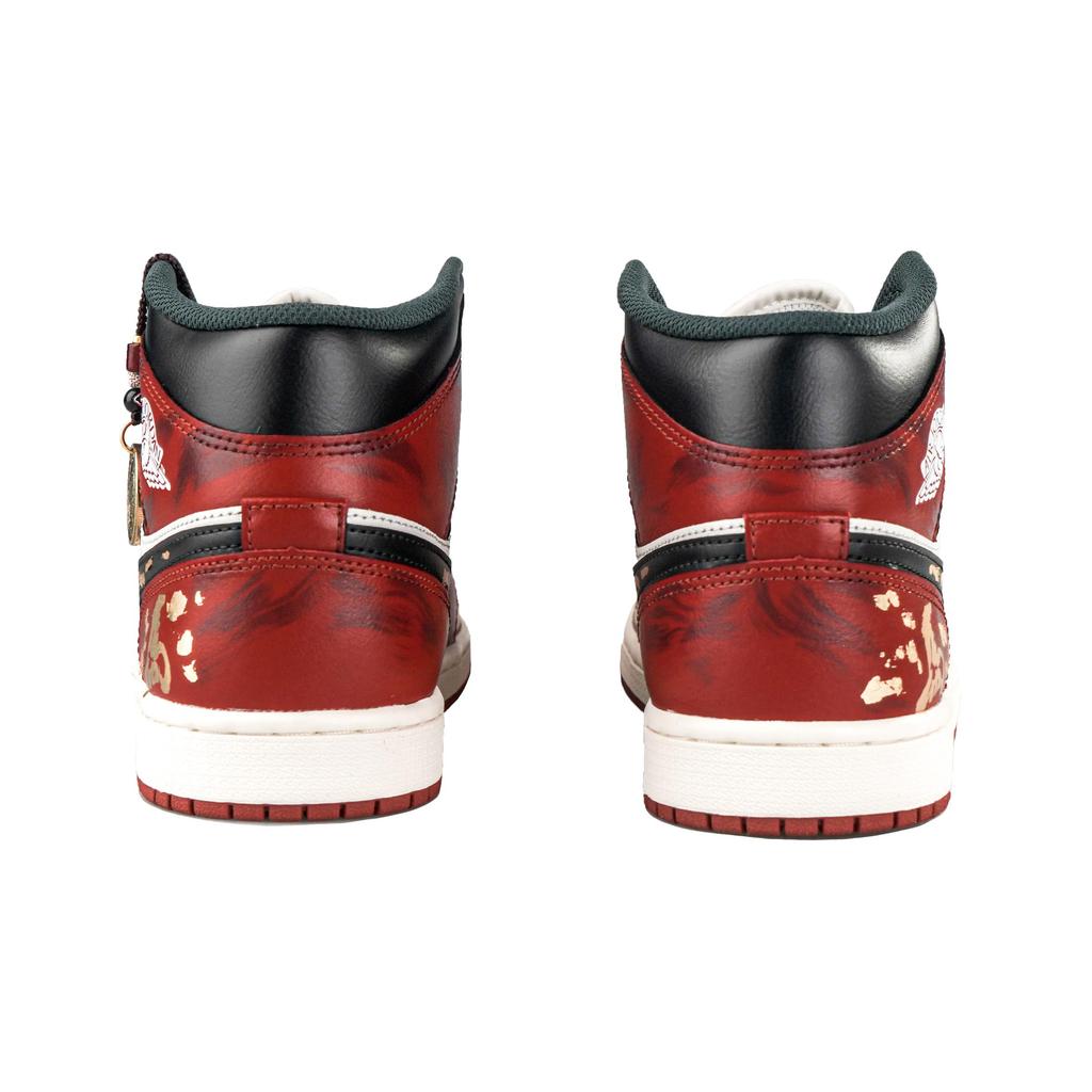 Jordan Air Jordan 1 RISK CNY Jahr des Pferdes, Geist des Drachenpferdes Mittelhohe Vintage Basketballschuhe Unisex DQ8426-105(Team27-S-BOX)