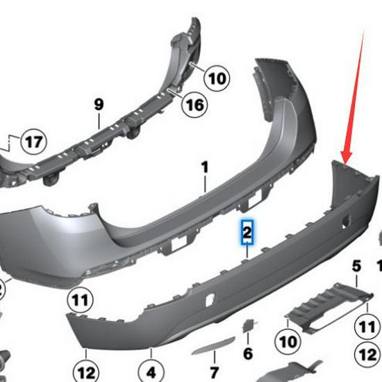 BMW X1 E84 Rear Bumper Lower Surround (Part: 51127345040)