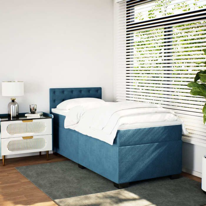 Maison Exclusive - Sommier à lattes de lit avec matelas Bleu foncé 90x200 cm