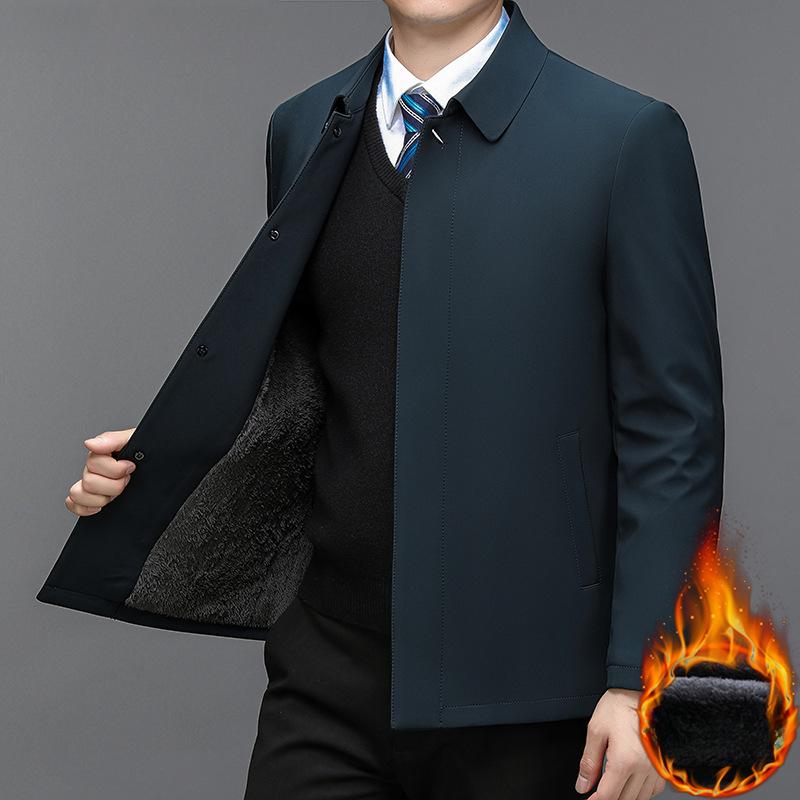 

Пиджак с лацканами мужской осенне-зимний бархатный утолщенный для среднего и пожилого возраста, повседневный деловой пиджак для папы, теплая куртка мужской стиль 4XL