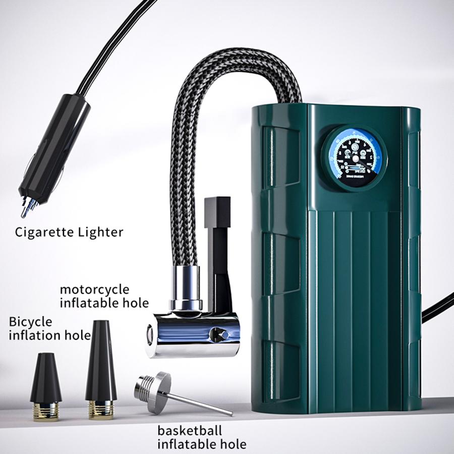 Car Tire Inflator Portable Air Compressor Compact with Pressure Gauge Low Voice Strong Power