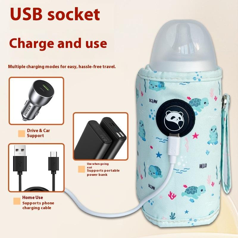 USB car bottle insulation cover portable milk thermostat outdoor constant temperature heating milk bottle insulation cover