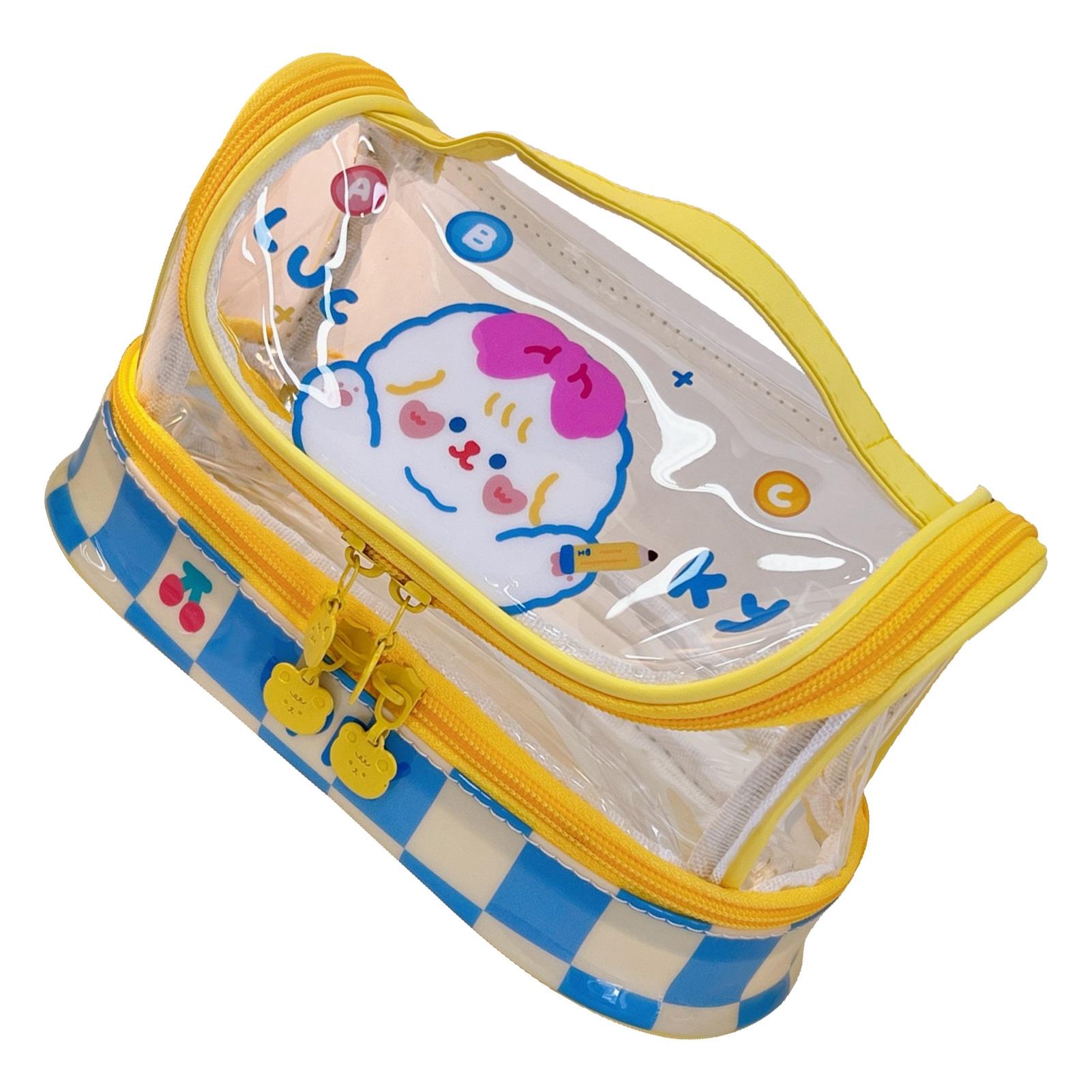 

Pencil Bag Cartoon Style Large Capacity Plastic Zipper Clear PVC Portable Large Pencil Case for