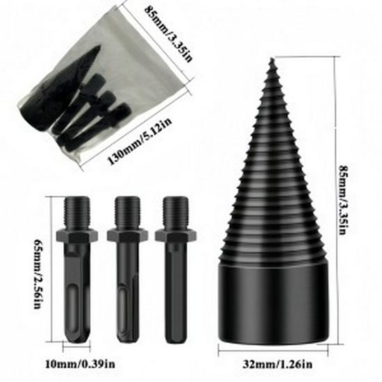 Electric Firewood Splitter Cone for Drill Impact and Hammer Use
