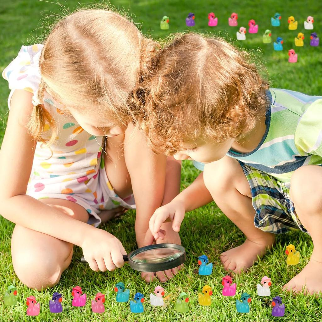 50Pc Luminous Mini Resin Ducks Wearing Hat, Glow In The Dark Diy Crafts Cake Decor For Micro Landscape Dollhouse Garden