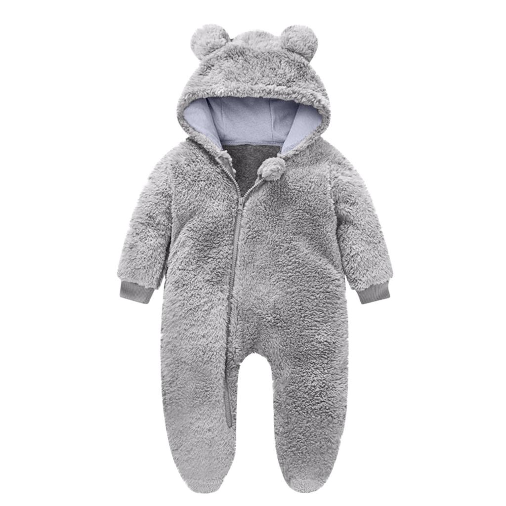 Infant Fleece-Lined Onesie For Baby Outings And Crawling Baby Romper