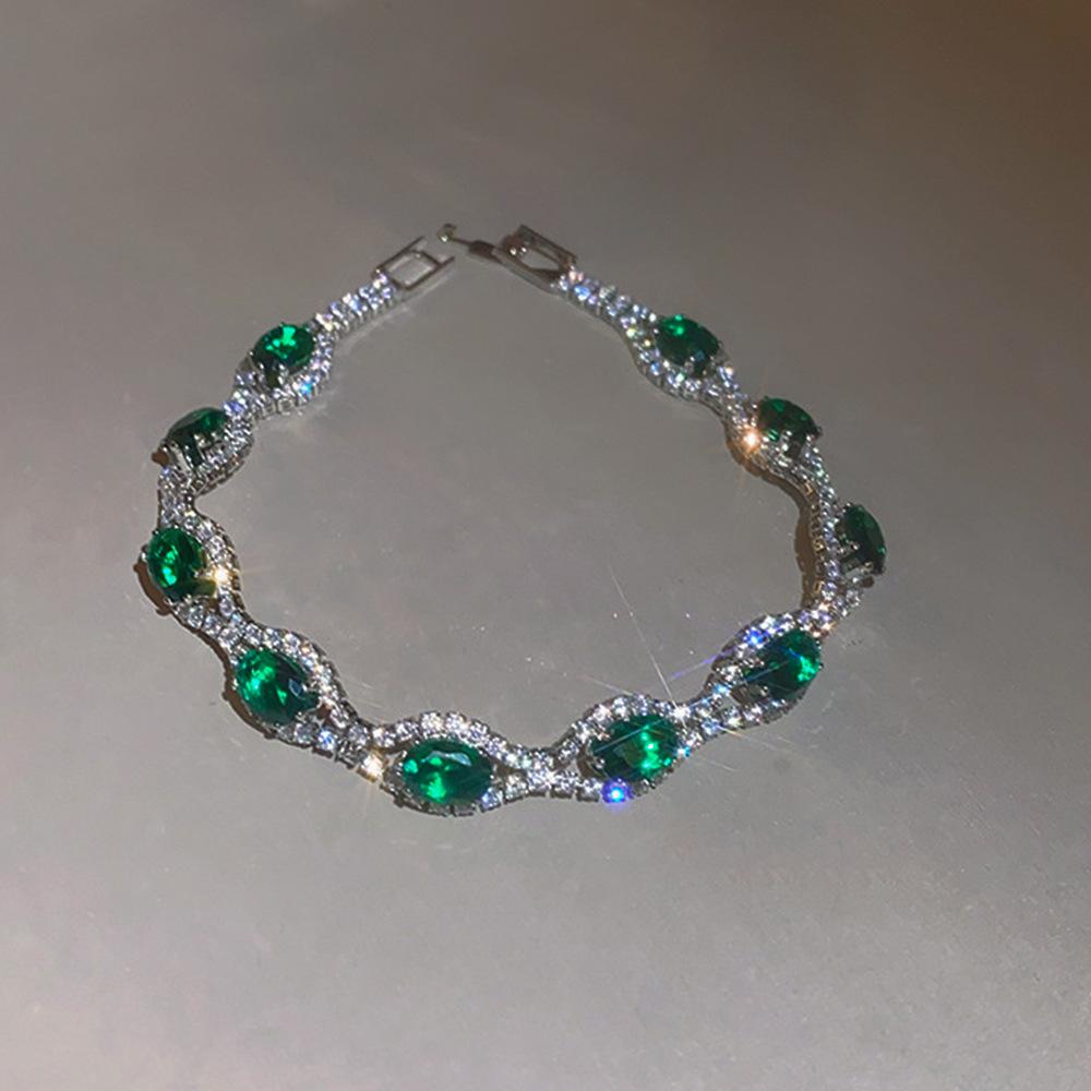 High‑End Light‑Luxury Diamond‑Inlaid Crystal Bracelet, Exquisite Sparkling Celebrity‑Style Niche‑Design Temperament Hand Jewelry