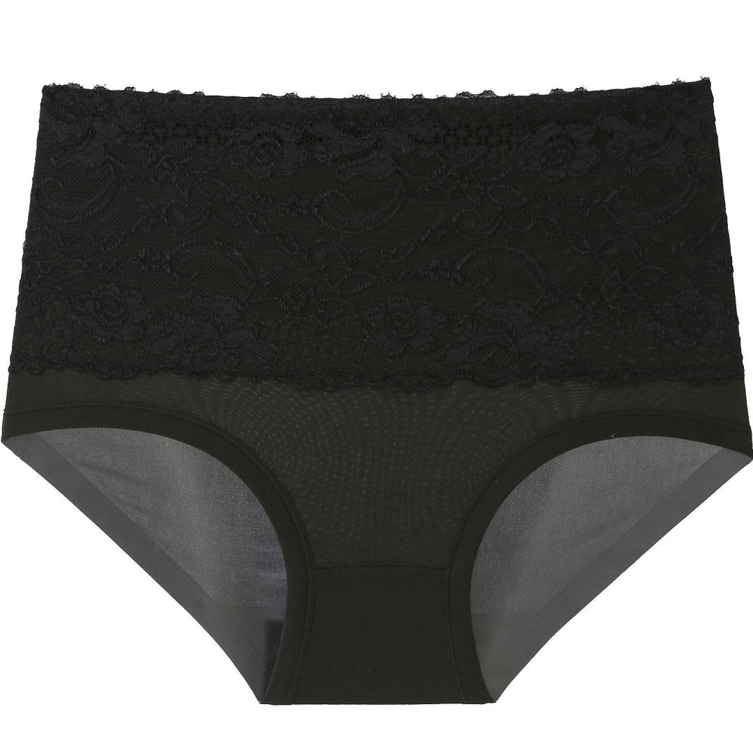 

Женские трусики с высокой талией, кружевные женские трусики большого размера, однотонные треугольные брюки с высокой талией, нижнее белье, трусы M чёрный