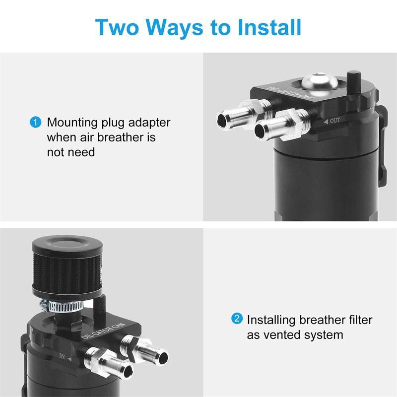Universal Aluminum Baffled Oil Catch Can,Oil Separator Catch Can With Breather Filter 300Ml -Suitable For Cars And Trucks