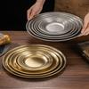 Vintage Korean Style Round Stainless Steel Plates Multi-Purpose Serving Trays Bone Dishes for Dessert Cake Coffee Tableware
