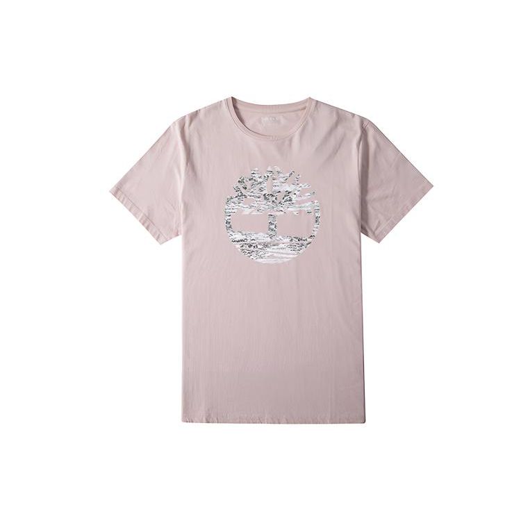 Timberland Round Neck Printed Short Sleeve T-Shirt Men Tops Light-Pink A1X1GR28