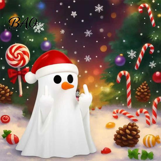 Whimsical Desk Sculpture Christmas Ghost Pen Holder with Santa Hat, Funny Desktop Organizer, Home Office Decor Halloween Tabletop Statue, Holiday for