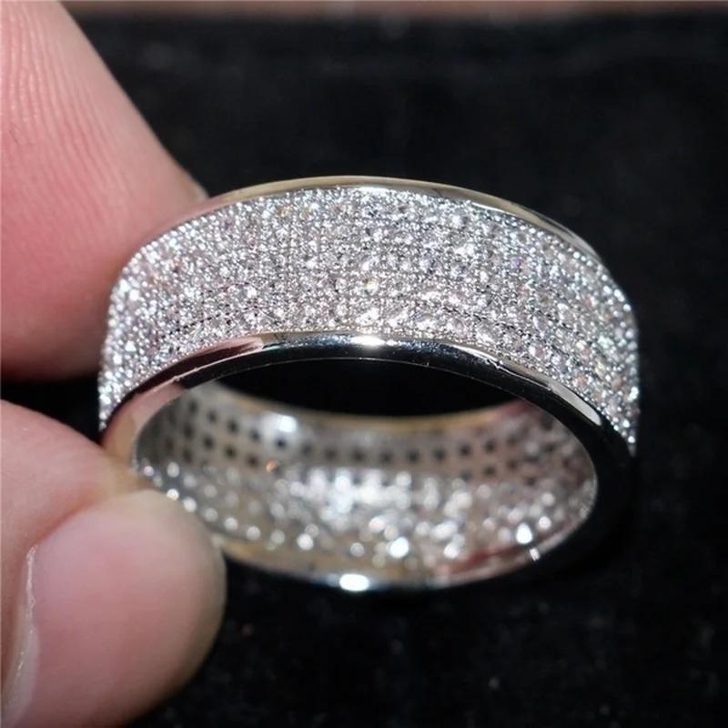 Shine Copperand Gold Color Women Ring Round Inlaid White Zircon Ring for Women Men Engagement Wedding Jewelry Gift