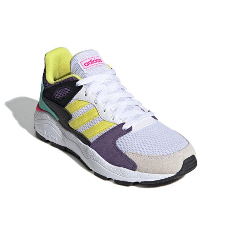 Adidas Neo Crazychaos Casual Comfortable Trendy Shock Absorption Low Top Marathon Running Shoes Women Sneakers Green Yellow Purple FX3574