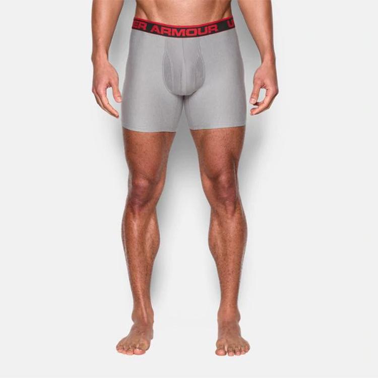 Under Armour Original Boxerjock 6 Inch Solid Fit Boxer Briefs Men underwear Gray 1277238-025