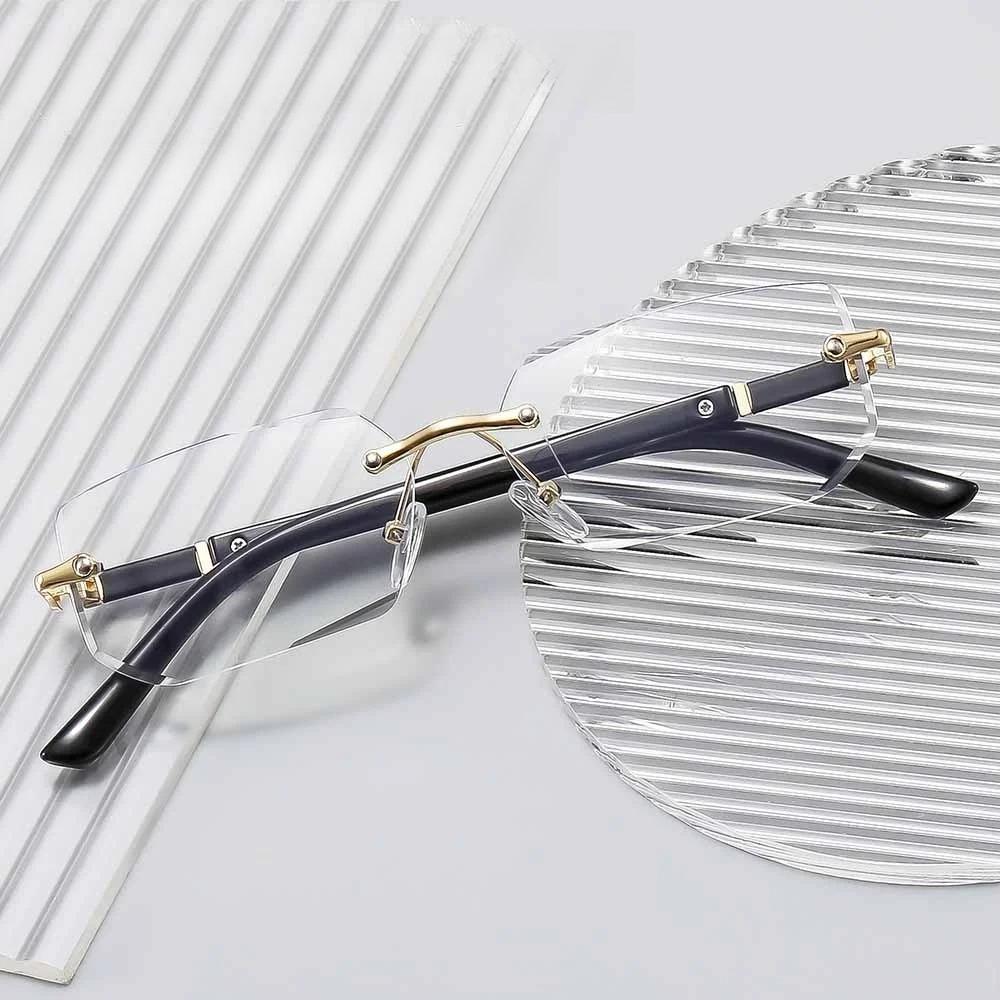 New Fashion Rimless Presbyopia Glasses Anti Blue Light Reading Glasses for Men Women Diopter +3.0 +3.5 +4.0 Clear Lens