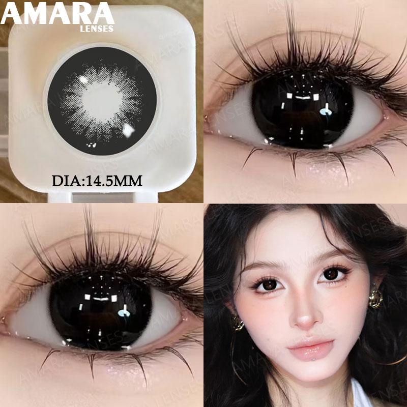 AMARA Schwarzfarbene Kontaktlinsen für Augen Braun Große Farbkontaktlinse Graue Kontaktlinse Natürlich gefärbte Pupillen softlenses Jährlich