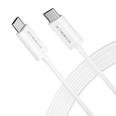 Hammer 1,5 Meter Typ C auf Typ C 5A (100W) PD-Schnellladekabel mit EMK-Chip, schnelle Datenübertragung, bruchsicheres Kabel (Weiß)
