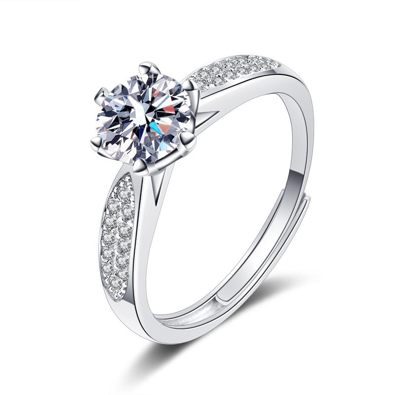 925 Sterling Silver Rings For Women Double Row Six Claw Moissanite Rings For Women Jewelry Making Dorpshipping Rings  New