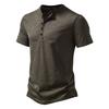 Mens Casual Solid Color Henley Collar Short Sleeve T Shirt