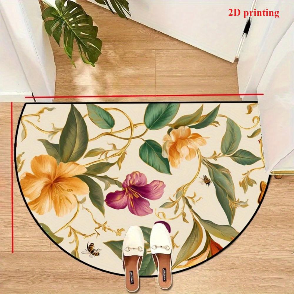 1Pcs Creative Theme Semi Circle Welcome Doormat Non-Slip for Outdoor Patio Porch Kitchen Bathroom Entryway Floor Mat