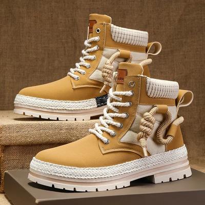New Men Casual Shoes Winter Designer Luxury Platform Cowboy Military Chelsea Boots Leather Tactical Work Safety Ankle Sneakers