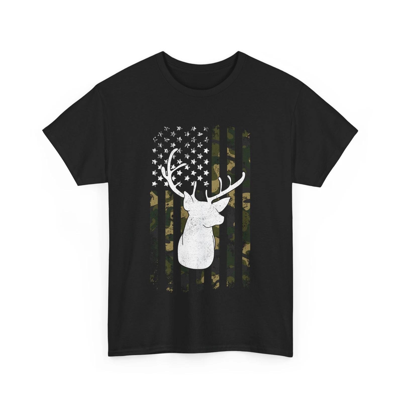 Deer Hunting American Flag Camouflaged Shirt, Hunting Season Lovers T-shirt 4XL