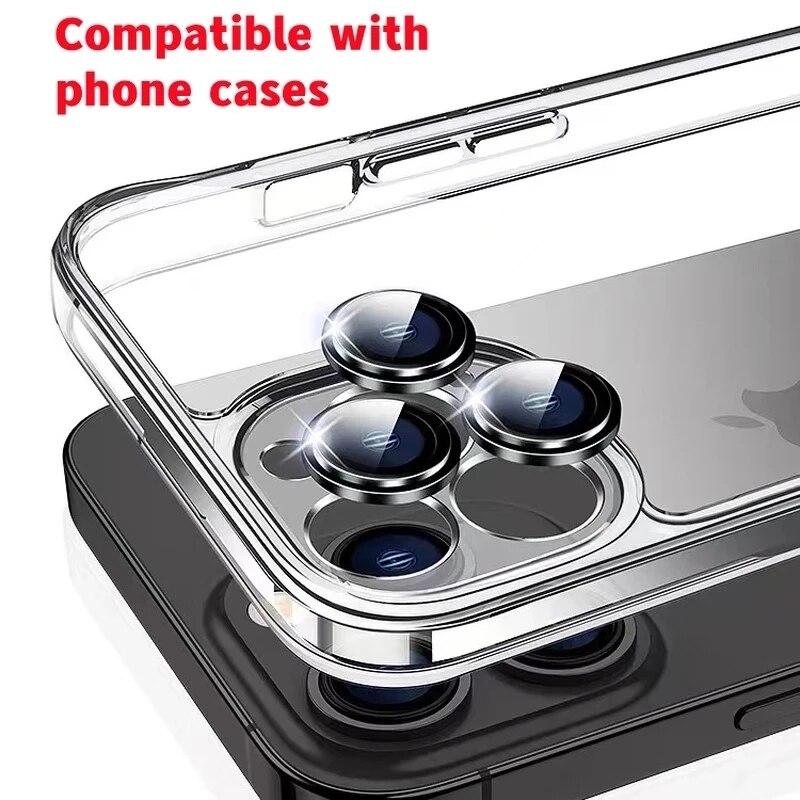 Luxury Camera Lens Protector for IPhone 15 Pro Max Metal Ring Protective Glass for IPhone 11 12 13 14 Pro Max Mini Camera Lens Glass