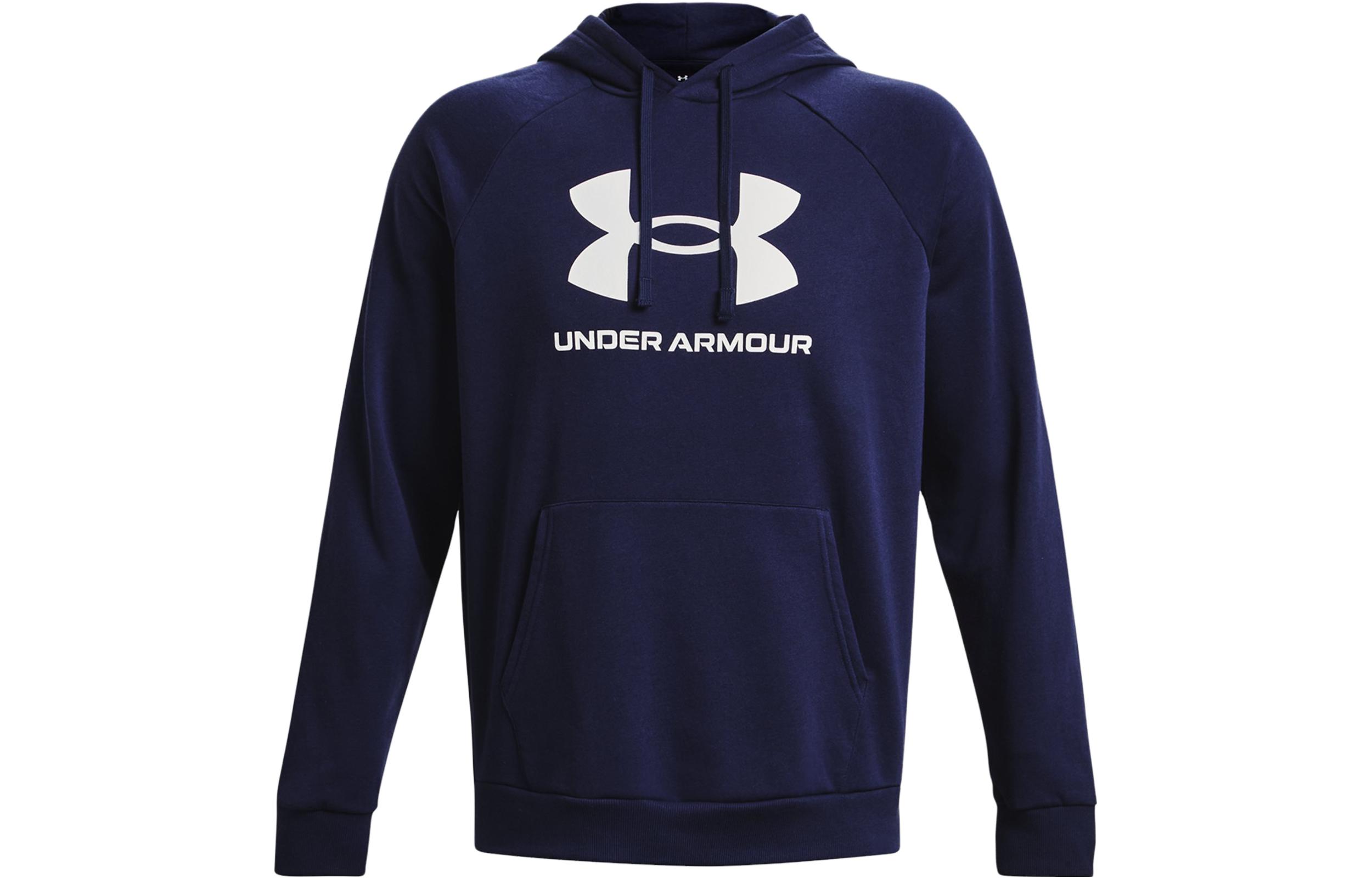 Under Armour Rival Fleece Sweatshirts Men s Navy Blue Hooded Moderate Regular 1379758-410 L