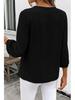 Women's V-Neck Ruffled Blouse - 3/4 Sleeve Loose Casual Shirt