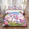 Unicorn Flower Garden Print 3Pcs Bedding Setduvet Cover With 2 Bedropillowcase Home Birthday Gift