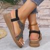 2025 summer new muffin platform sandals fairy wind water diamond fish mouth casual wedge heel beach sandals