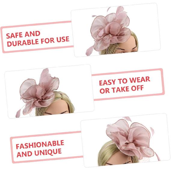 Ciieeo Bandeau et Chapeau Délicats en Maille Florale pour Femmes, Design Rose Nude, Coiffe pour Mariage et Tea Party avec Pince à Cheveux, Accessoire pour Occasion Spéciale