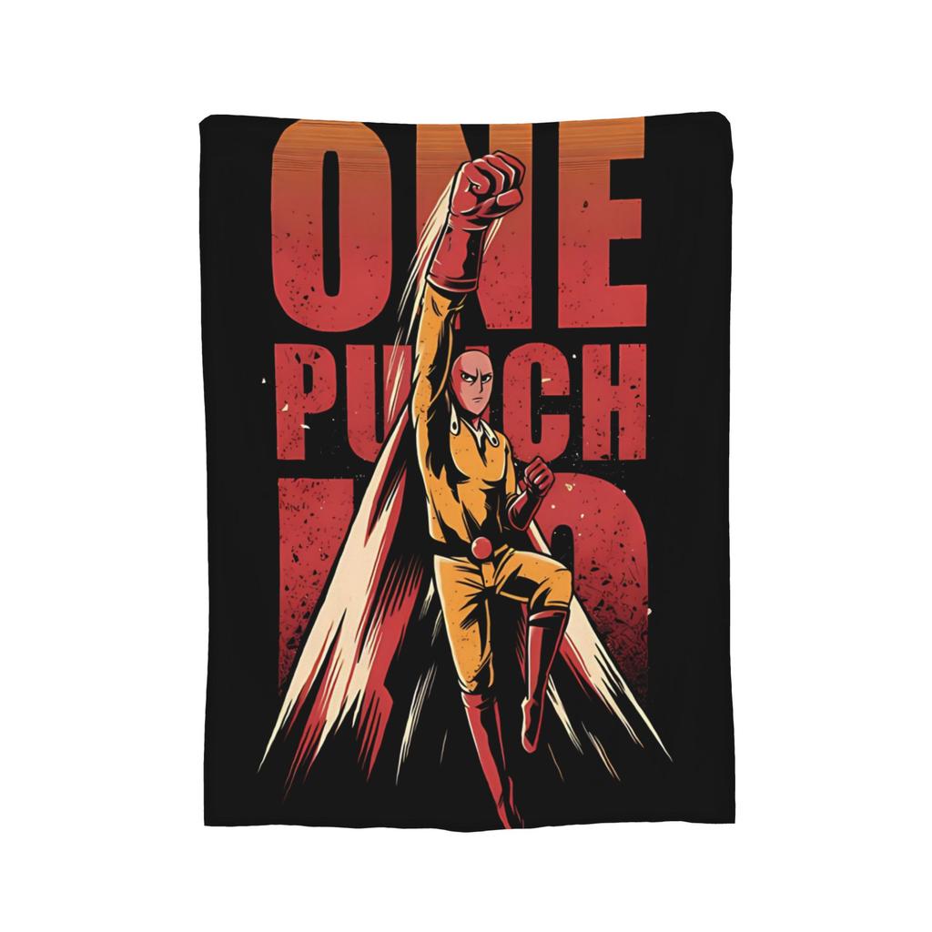 Anime One Punch Man Fleece Throw Blanket Saitama Cartoon Blankets for Home Office Lightweight Bedding Throws,