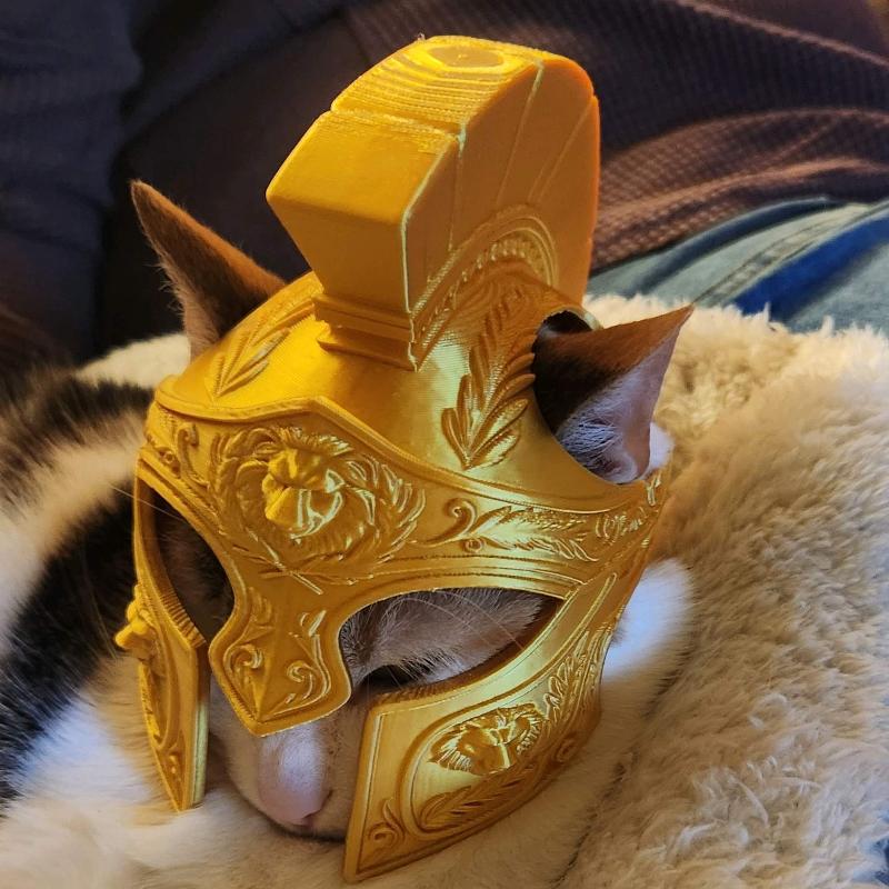 Casco da Gatto Stampato in 3D Stile Centurione Romano Costume per Animali Domestici Leggero Copricapo Unico per Gioco di Ruolo Animali Domestici Sessione Fotografica